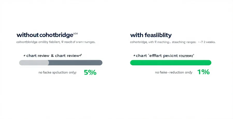 Before and after comparison chart showing enrollment timeline reduction with Cohortbridge patient matching